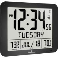 Slim Self-Setting Full Calendar Wall Clock, Digital, Battery Operated, Black OR495 | Waymarc Industries Inc