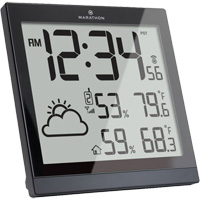 Station météorologique et horloge à réglage automatique, Numérique, À piles, Noir OR504 | Waymarc Industries Inc