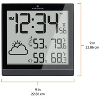 Self-Setting Weather Station and Clock, Digital, Battery Operated, Black OR504 | Waymarc Industries Inc