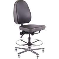 TF180 Ergonomic Industrial Chair, Mobile, Adjustable, Vinyl Seat, Black Waymarc Industries Inc