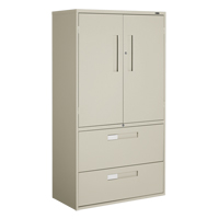Multi-Stor Cabinet, Steel, 3 Shelves, 65-1/4" H x 36" W x 18" D, Beige OTE785 | Waymarc Industries Inc