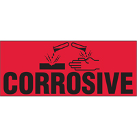 "Corrosive" Special Handling Labels, 5" L x 2" W, Black on Red PB422 | Waymarc Industries Inc