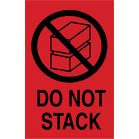 "Do Not Stack" International Shipping Labels, 6" L x 4" W, Black on Red PC313 | Waymarc Industries Inc