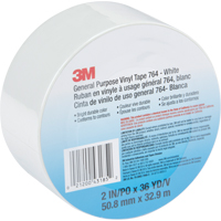 General Purpose Vinyl Tape 764, 48 mm (2") W x 32.9 m (108') L, White Waymarc Industries Inc