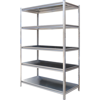Stainless Steel Solid Rivet Shelving, Stainless Steel, Bolted, 600 lbs. Capacity, 36" W x 72" H x 18" D RL853 | Waymarc Industries Inc