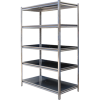 Stainless Steel Solid Rivet Shelving , Stainless Steel, Bolted, 600 lbs. Capacity, 36" W x 72" H x 24" D RL855 | Waymarc Industries Inc