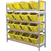 Wide Span Shelving with Jumbo Plastic Bins, Steel, Boltless, 800 lbs. Capacity, 66" W x 72" H x 18" D Waymarc Industries Inc