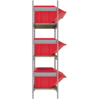 Wide Span Shelving with Jumbo Plastic Bins, Steel, Boltless, 800 lbs. Capacity, 66" W x 60" H x 18" D Waymarc Industries Inc