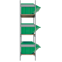 Wide Span Shelving with Jumbo Plastic Bins, Steel, Boltless, 800 lbs. Capacity, 66" W x 60" H x 18" D Waymarc Industries Inc