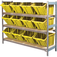 Wide Span Shelving with Jumbo Plastic Bins, Steel, Boltless, 800 lbs. Capacity, 66" W x 60" H x 18" D Waymarc Industries Inc
