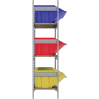 Wide Span Shelving with Jumbo Plastic Bins, Steel, Boltless, 800 lbs. Capacity, 66" W x 60" H x 18" D Waymarc Industries Inc
