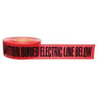 Ruban d'avertissement de danger souterrain Buried Electric Line Identoline, 3" la x 1000' lo, Noir/rouge Waymarc Industries Inc