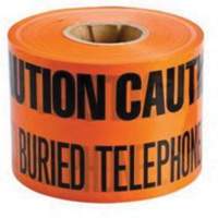 Ruban d'avertissement de danger souterrain Buried Telephone Line Identoline, 6" la x 1000' lo, Noir/orange Waymarc Industries Inc
