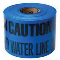 Ruban d'avertissement de danger souterrain Buried Water Line Identoline, 6" la x 1000' lo, Noir sur bleu Waymarc Industries Inc