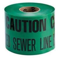 Ruban d'avertissement de danger souterrain Buried Sewer Line Identoline, 6" la x 1000' lo, Noir sur vert Waymarc Industries Inc