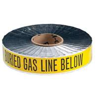 Ruban d'avertissement de danger souterrain Gas Line Identoline, 2" la x 1000' lo, Noir sur jaune Waymarc Industries Inc