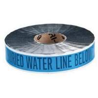 Ruban d'avertissement de danger souterrain Water Line Identoline, 2" la x 1000' lo, Noir sur bleu Waymarc Industries Inc