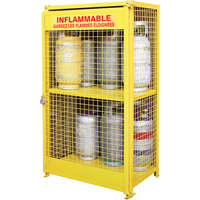 Gas Cylinder Cabinets, 12 Cylinder Capacity, 44" W x 30" D x 74" H, Yellow SAF847 | Waymarc Industries Inc