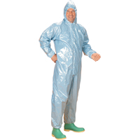 Combinaison &agrave; capuchon de 0,5 mils en tissu r&eacute;sistant aux flammes et aux produits chimiques, Moyen, Bleu, Tissu ignifug&eacute; Waymarc Industries Inc