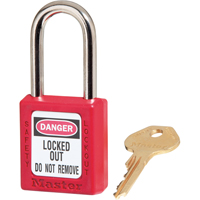 410 Zenex Safety Padlock, Red, Keyed Different, Thermoplastic, 1-1/2" Width Waymarc Industries Inc