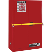 High Security Flammables Safety Cabinet with Steel Bar, 45 gal., 2 Shelves SAN607 | Waymarc Industries Inc