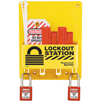 Poste de verrouillage compacte, Cadenas Thermoplastique, Capacit&eacute; de 4, Cadenas Compris Waymarc Industries Inc