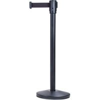 Free-Standing Crowd Control Barrier, Steel, 35" H, Black Tape, 7' Tape Length Waymarc Industries Inc
