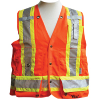 Vestes de s&eacute;curit&eacute; pour arpenteur, Orange haute visibilit&eacute;, Moyen, Polyester Waymarc Industries Inc