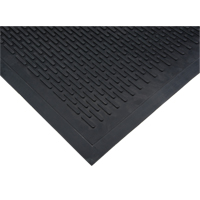 Low-Profile Matting, Rubber, Scraper Type, Solid Pattern, 3' x 5', Black SDL871 | Waymarc Industries Inc