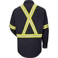 Work Shirt with Reflective Trim, Cotton/Nylon, Medium, High Visibility Orange Waymarc Industries Inc