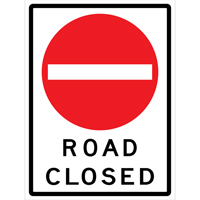 Enseigne enroulable de circulation  Road Closed , 36" x 48", Vinyle, Anglais avec pictogramme Waymarc Industries Inc