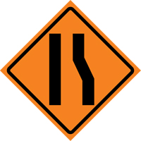 Merge Left Roll-Up Traffic Sign, 36" x 36", Vinyl, Pictogram SDP362 | Waymarc Industries Inc