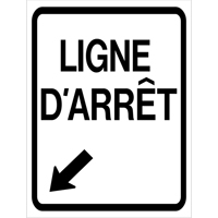 "Ligne d'Arrêt" Roll-Up Traffic Sign, 23-3/5" x 29-1/2", Vinyl, French with Pictogram SDP373 | Waymarc Industries Inc