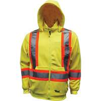Safety Fleece Hoodie, Polyester, Small, High Visibility Lime-Yellow Waymarc Industries Inc