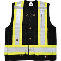 Fire Retardant Surveyor Safety Vest, Black, Small, Cotton Waymarc Industries Inc