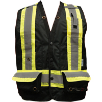 Fire Retardant Surveyor Safety Vest, Black, Small, Polyester Waymarc Industries Inc