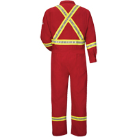 Flame-Resistant Deluxe Coveralls with Reflective Trim, Size 38, Red, 5.6 cal/cm² Waymarc Industries Inc
