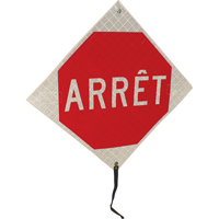 "Arr&ecirc;t" Rolled-Up Traffic Sign, 24" x 24", Vinyl, French Waymarc Industries Inc