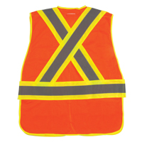 Surveyor's Safety Vest, High Visibility Orange, Large, Polyester Waymarc Industries Inc