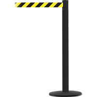 Montant pour syst&egrave;me Advance TensaBarrier, Acier, 36" h, Ruban Noir/Jaune, Longueur du ruban 7,5' Waymarc Industries Inc