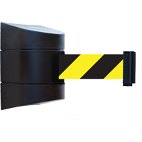 Tensabarrier&reg; Wall Mounted Units, Plastic, Magnetic Mount, 15', Black and Yellow Tape Waymarc Industries Inc