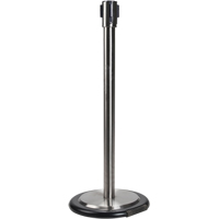 Free-Standing Crowd Control Barrier Receiver Post With Wheels, 35" High, Stainless Waymarc Industries Inc