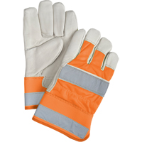 Premium Quality High Visibility Fitters Gloves, Large, Grain Cowhide Palm, Cotton Inner Lining Waymarc Industries Inc