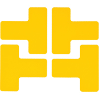 Floor Corner Marks, T, 5" L x 2" W, Yellow, Polyester Waymarc Industries Inc