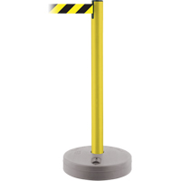 Montant ext&eacute;rieur pour barri&egrave;re TensaBarrier, Plastique, 37" h, Ruban Noir/Jaune, Longueur du ruban 13' Waymarc Industries Inc