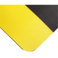Corrugated Switchboard Matting No.702, 3' W x 10' L, 1/4" Thickness, Black/Yellow, PVC Waymarc Industries Inc