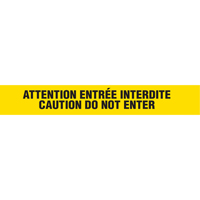 Barricade Tape, Bilingual, 3" W x 1000' L, 3 mils, Black on Yellow SGC185 | Waymarc Industries Inc