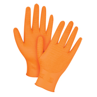 Heavyweight Gripper Gloves, Large, Nitrile, 7-mil, Powder-Free, Orange SGY266 | Waymarc Industries Inc