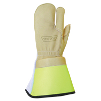 Lineman's 3-Finger Gloves, Medium, Grain Cowhide Palm Waymarc Industries Inc