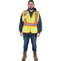 Flame-Resistant Surveyor Vest, High Visibility Lime-Yellow, Medium, Polyester Waymarc Industries Inc